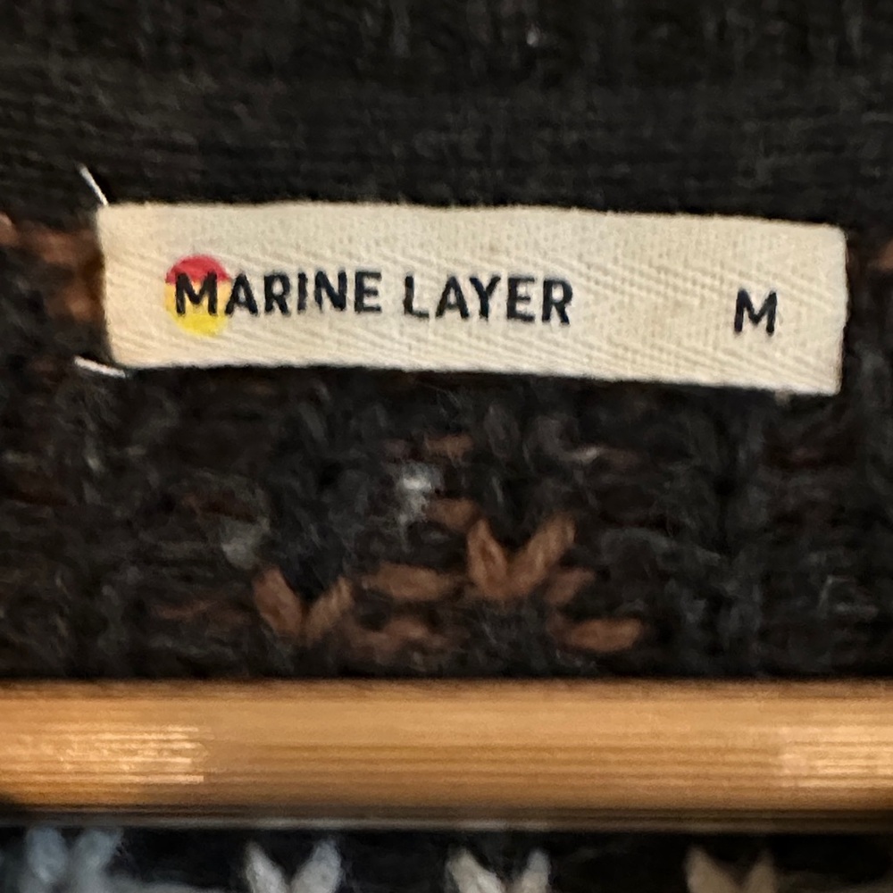 Marine Layer Black and Brown Patterned Cardigan - image 4